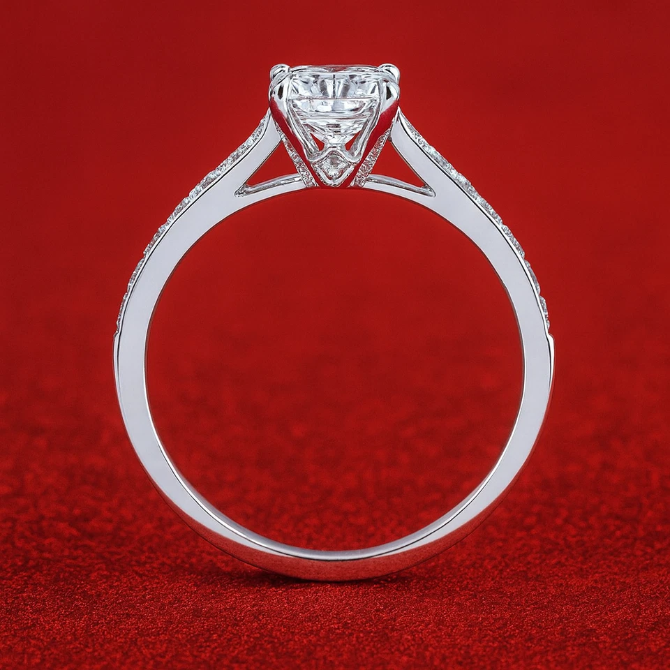 950 Platinum Wedding Ring 1.19 Ct IGI Lab Grown Cushion Cut Diamond Size 5 5.5 6 - Image 4 of 4