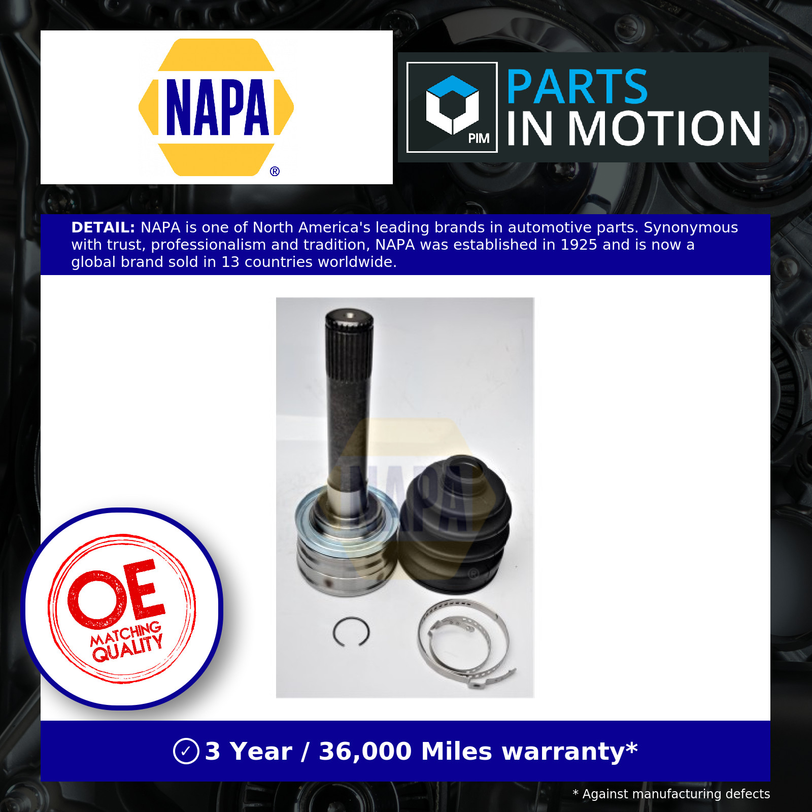 CV Joint fits MITSUBISHI SHOGUN Mk1 2.5D Front Outer 99 to 08 4D56-T C.V. NAPA