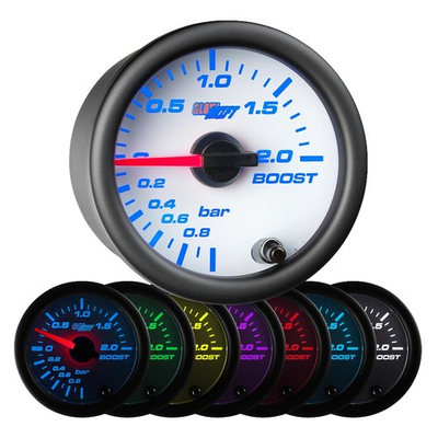 #ad 52mm WHITE 7 COLOR LED BAR PRESSURE BOOST VACUUM METRIC GAUGE METER $22.97