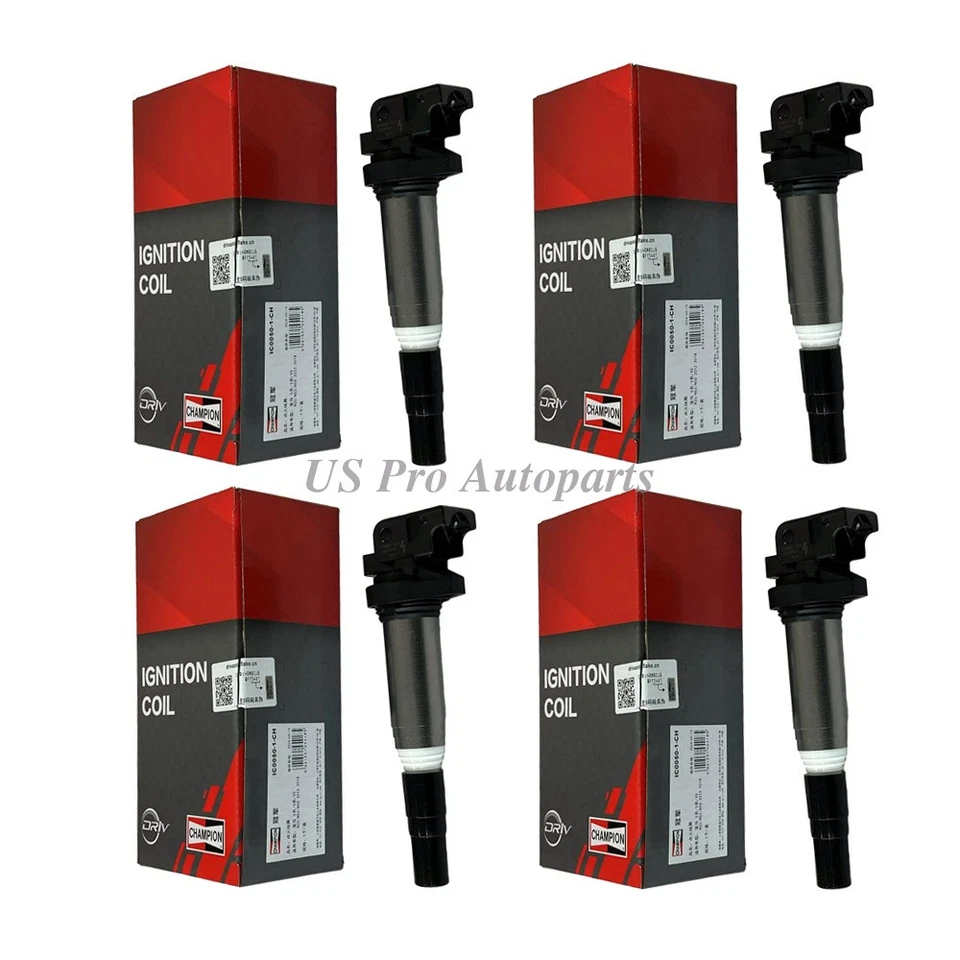 For BMW 328i 2012-2016 X6 2013-2015 12138647689 4 pcs OEM Champion Ignition Coil - Image 2 of 4