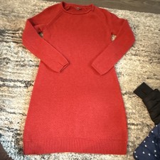 J. Jill Red Knit Sweater Dress XS Knee Length Crew Neck Raglan Sleeve Stretch