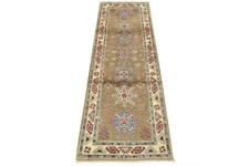 Kazak Runner 2'8'' x 7'10'' Brown Wool Tribal Hand-Knotted Oriental Rug