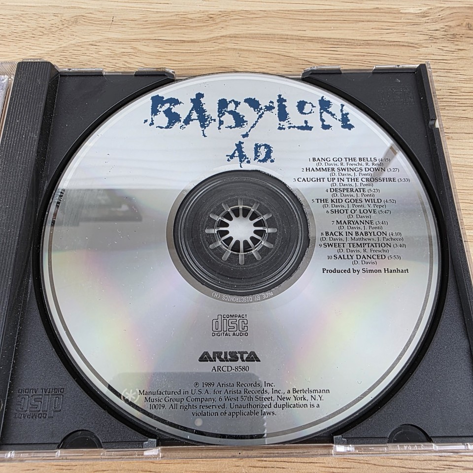 Babylon AD Self Titled CD Original 1989 Press Arista Glam Hair Metal ...