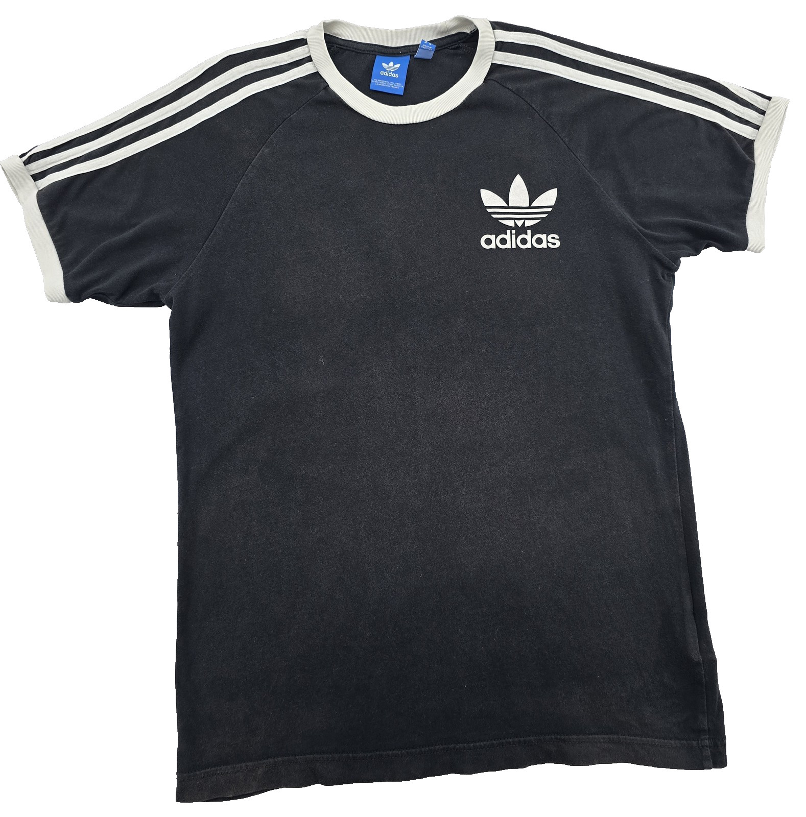 Camiseta de algodón de manga corta a rayas blancas negras para hombre Adidas L