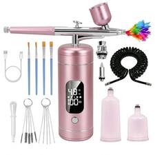 Cordless Airbrush Kit with Compressor, 48 PSI High Pressure, 3-Speed