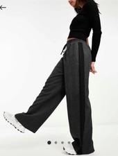 Asos Design Pull on Pants with Contrast Panel In Grey Check Size 6