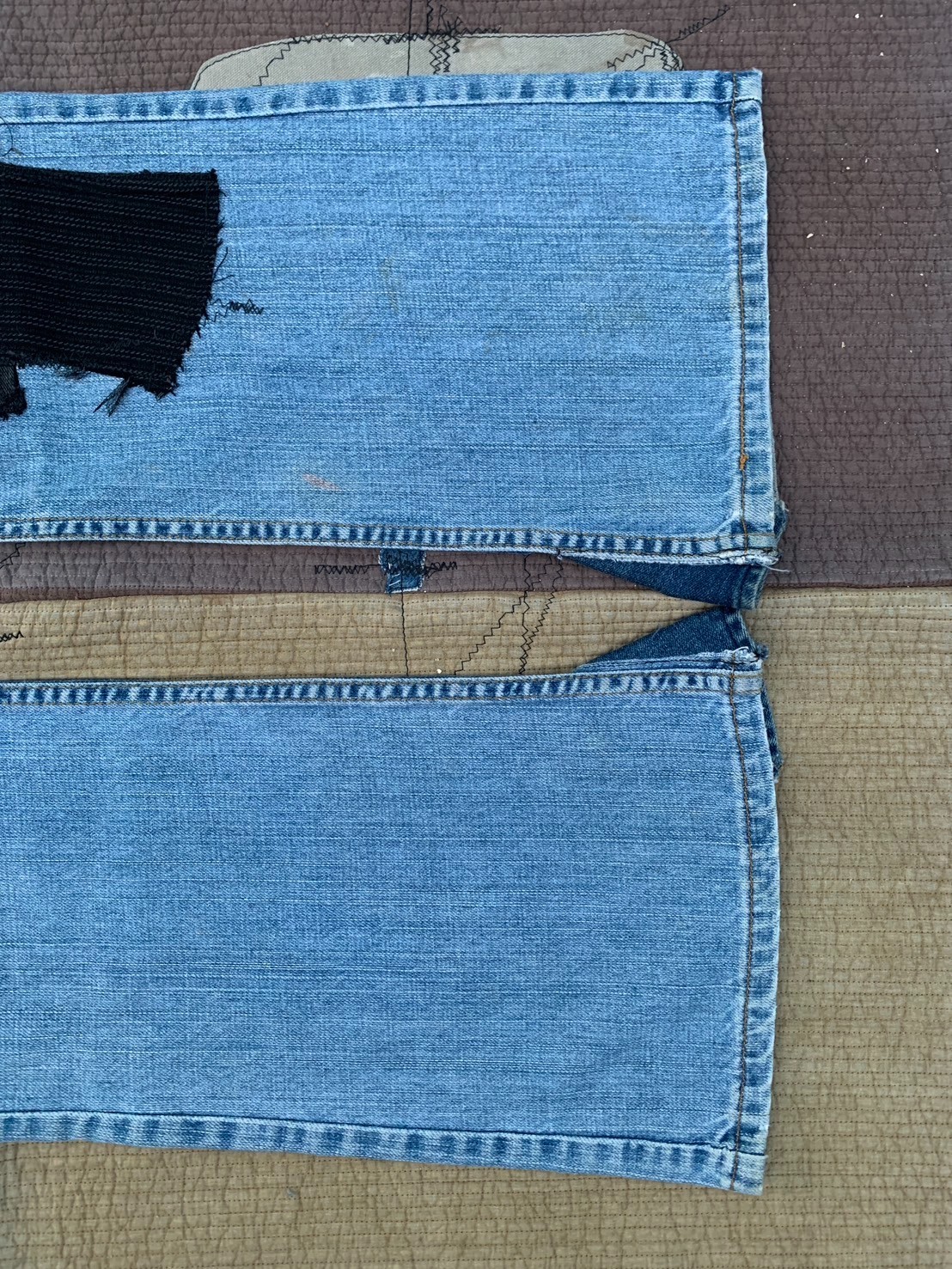 Thrashed Vintage Levis 527 Flared Patchwork Jeans… - image 3