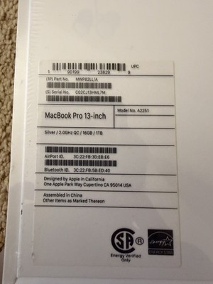 Macbook Pro 13inch (INTEL) 16GB/1TB - Silver-A2251-BRAND NEW/SEALED