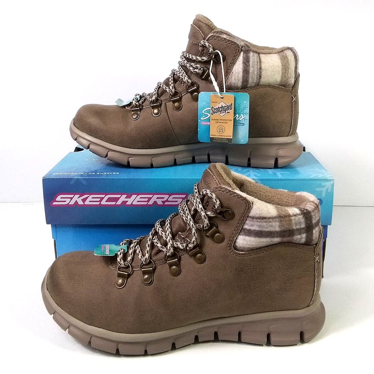 Skechers Synergy Plaid Mood Ankle Boots Women