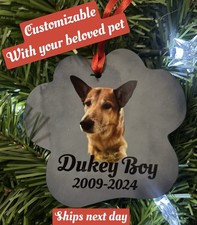 Personalized Dog Christmas Ornament, Custom Pet Memorial Ornament Name  Date