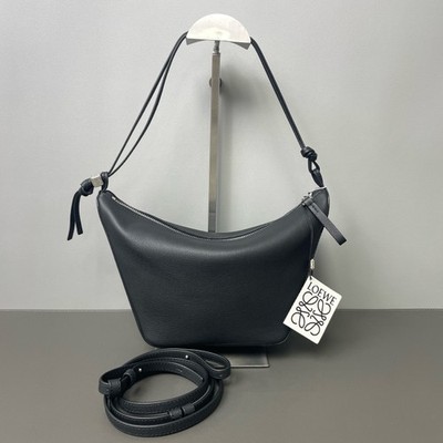 LOEWE Black Leather Hammock Hobo Shoulder Handbag For Women