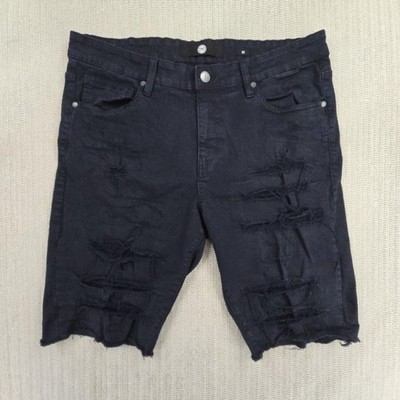 Jordan Craig Shorts Mens 36 Black Distressed Denim Bermuda Raw Hem Streetwear