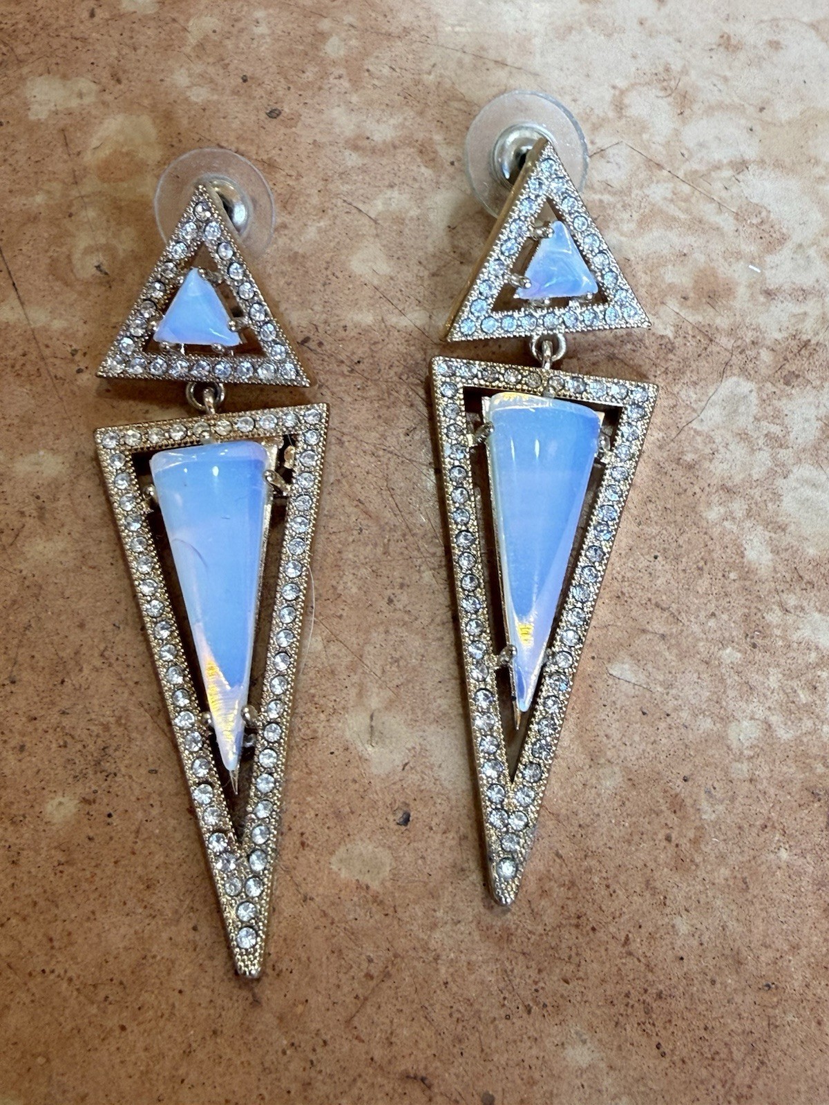 dramatic geometric statement triangular drop earr… - image 1