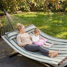 Outdoor Hammock with Stand Detachable Pillow for Garden, Patio, Green