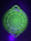 Jeanette Doric Pattern Uranium Glass Serving Plate w/ Handles - EXC. CONDITION!