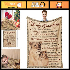 Cozy Blanket for Grandson - Perfect Gift from Grandma/Grandpa, Birthday Gradua