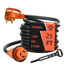 25 FT 30 Amp to 30 Amp Generator RV Adapter Cord with Locking Connector Plug