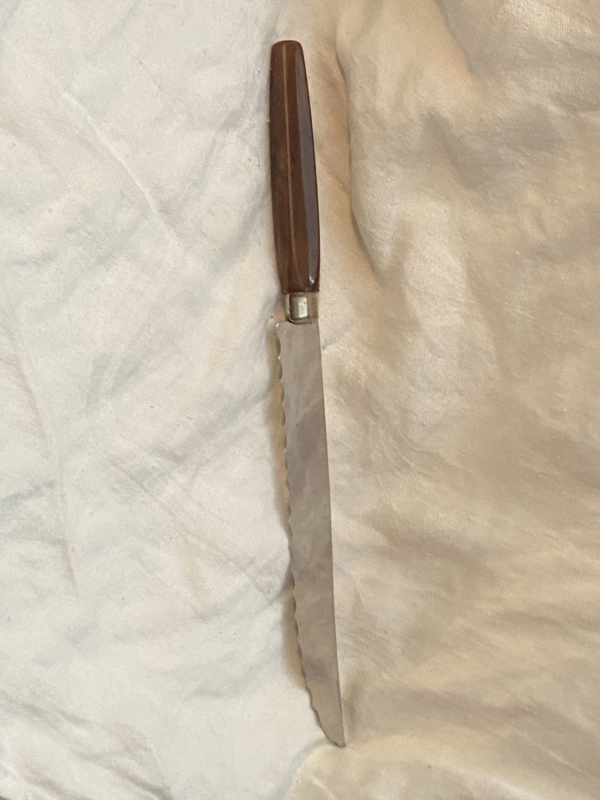Regent Sheffield Serated Knife With Marbled Bakelite Handle