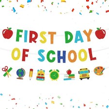 First Day of School Banner, Back to School Decorations for Classroom