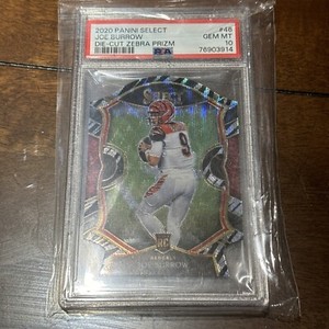 2020 Panini Select Joe Burrow Die-Cut Zebra Prizm PSA 10 GEM MINT (RC) #46