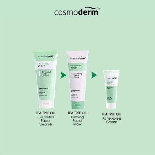 Cosmoderm Tea Tree Oil Oil Control Facial Cleanser-Oily & Acne Prone (3 x 125ml) - Picture 6 of 11