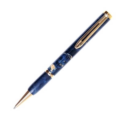 Longwood Twist Pen - Blue Box Elder, 24kt Gold Plating
