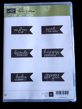 Stampin'Up BANNER GREETINGS 6 Stamps Set-Hostess/Retired/Used-Greetings