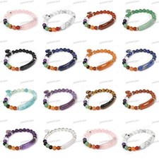 Natural 8mm Healing Stone Beads Chakra Crystal Energy Heart Love Charm Bracelet