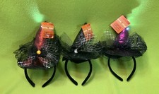 Lot of 3 Women  s/Child  s Light UP Halloween Witch Hat Headband  Spooky Village