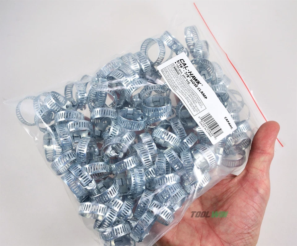 100 pc Hose Clamps 5/16" to 7/8" Radiator Adjustable Band Steel - Image 3 of 4
