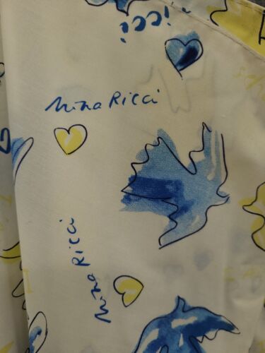 Vintage Nina Ricci Umbrella L'Air Du Temps Wood Handle Birds In Flight White - Picture 5 of 21