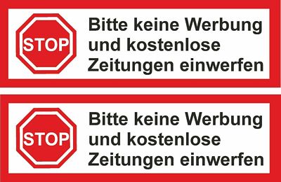 Briefkasten Aufkleber Bitte KEINE WERBUNG Wetterfest und UV Beständig 2 Stück