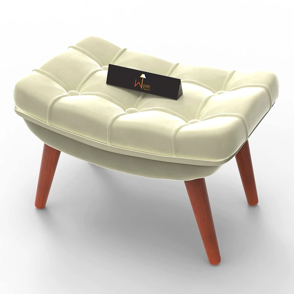 SOFT FABRIC COMFORTABLE CUSHION OTTOMAN FOOTREST STOOL BEIGE
