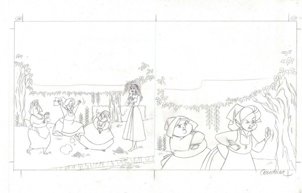 Disney's Sleeping Beauty - Dibujo de producción de ojos original - Cardona - Firmado