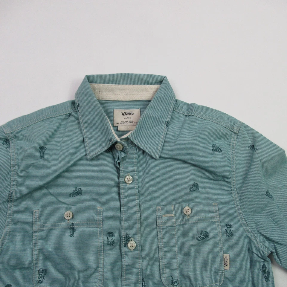 Vans Shirt Boys Large Short Sleeve Casual Button Front Pockets Lightweight - Image 2 of 4