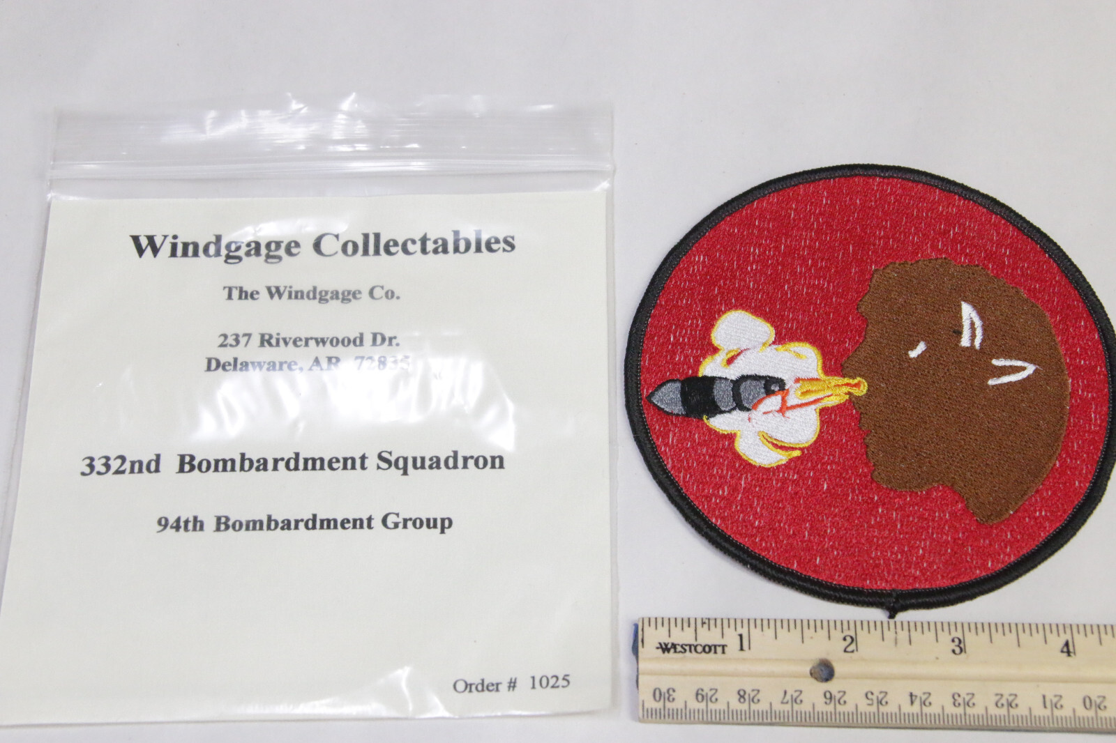 332nd Bombardment Squadron 94th Group #1025 Windgage Collect Patch Costume NOS