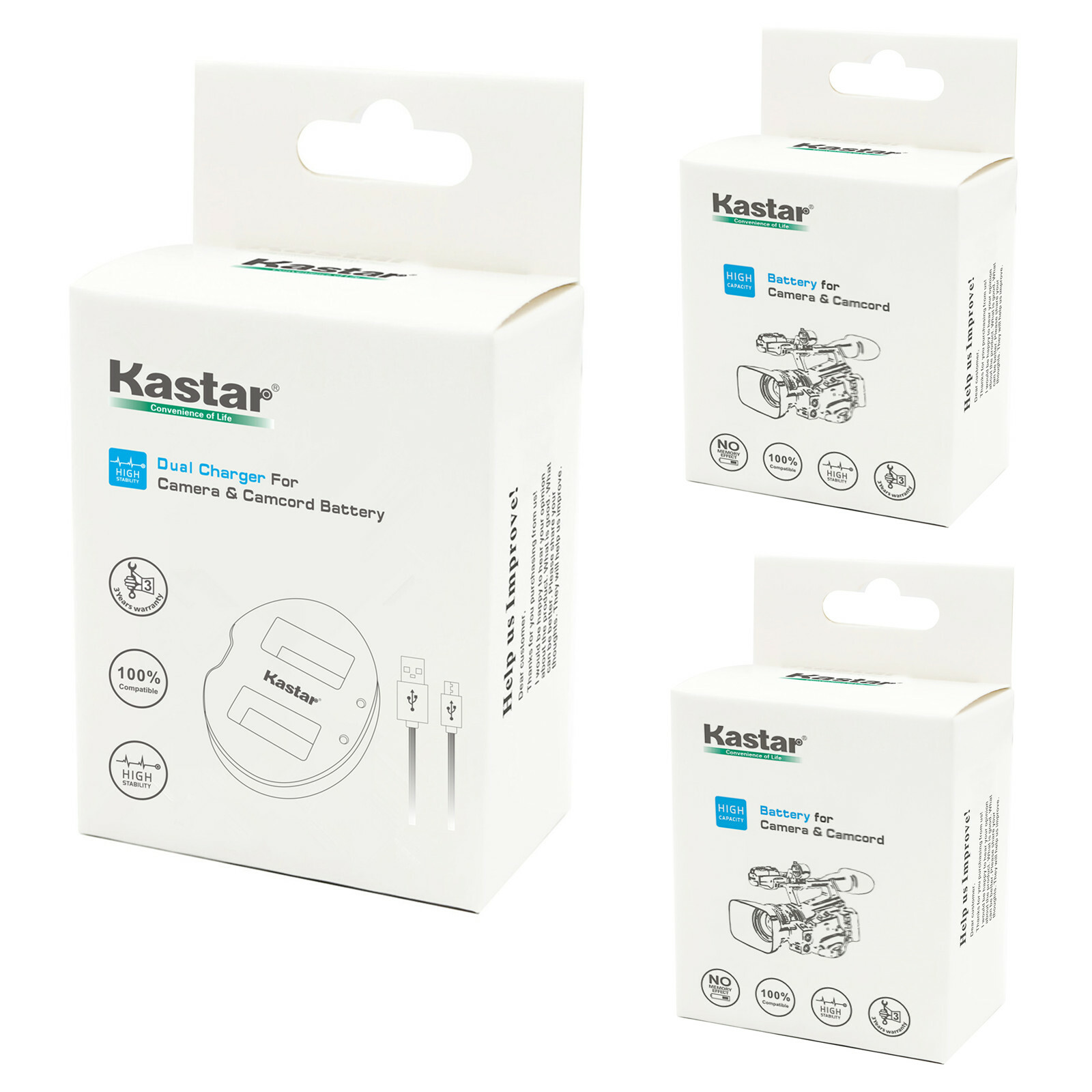 Kastar Battery + Charger for Canon BP727 VIXIA HF R400 R500 R600 R60 R62 R70 R82