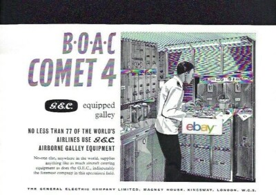  BOAC 1959 DE HAVILLAND BRITAIN COMET 4 JET GEC EQUIPPED GALLEY & STEWARD AD