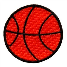 BASKETBALL IRON ON PATCH 1.7" School Sports Team Red Orange Embroidered Applique