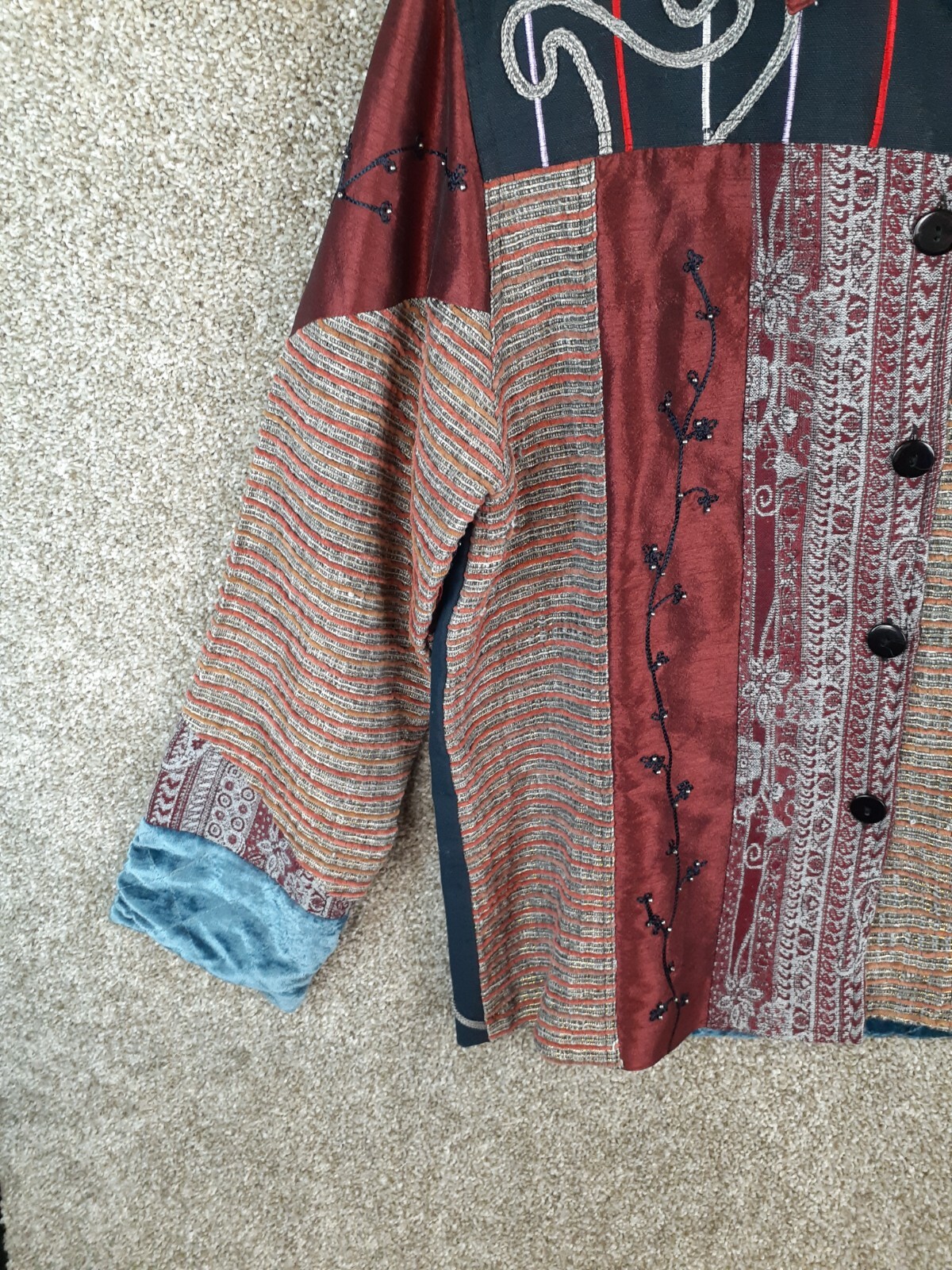 Sag Harbor Patchwork Jacket Shacket Womens 14 Red… - image 4