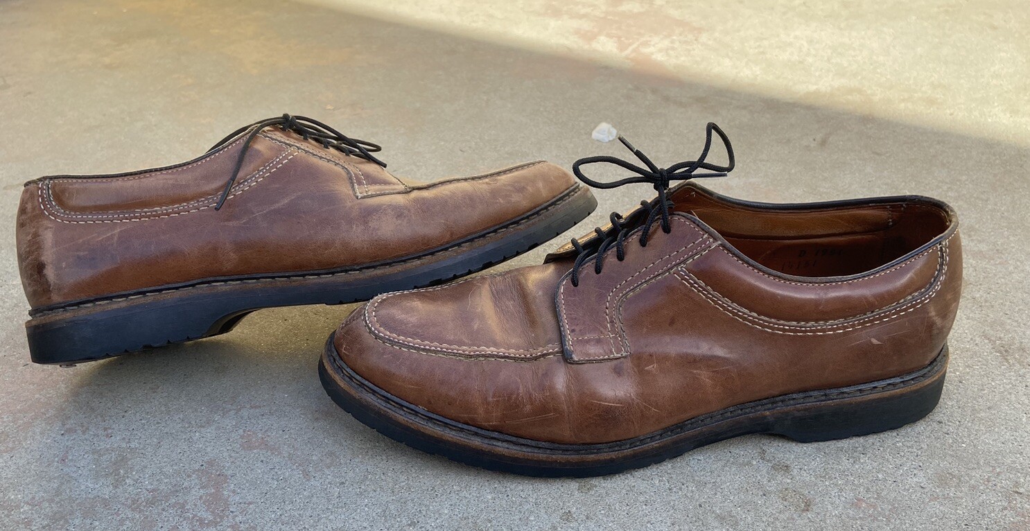 SAOLA Oxford derby vintage Allen Edmonds Wilbert in pelle marrone punta divisa taglia 10 made in USA