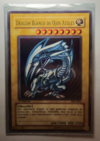 Carta Yugioh Dragón Blanco Ojos Azules BIK S001 1ª Edición