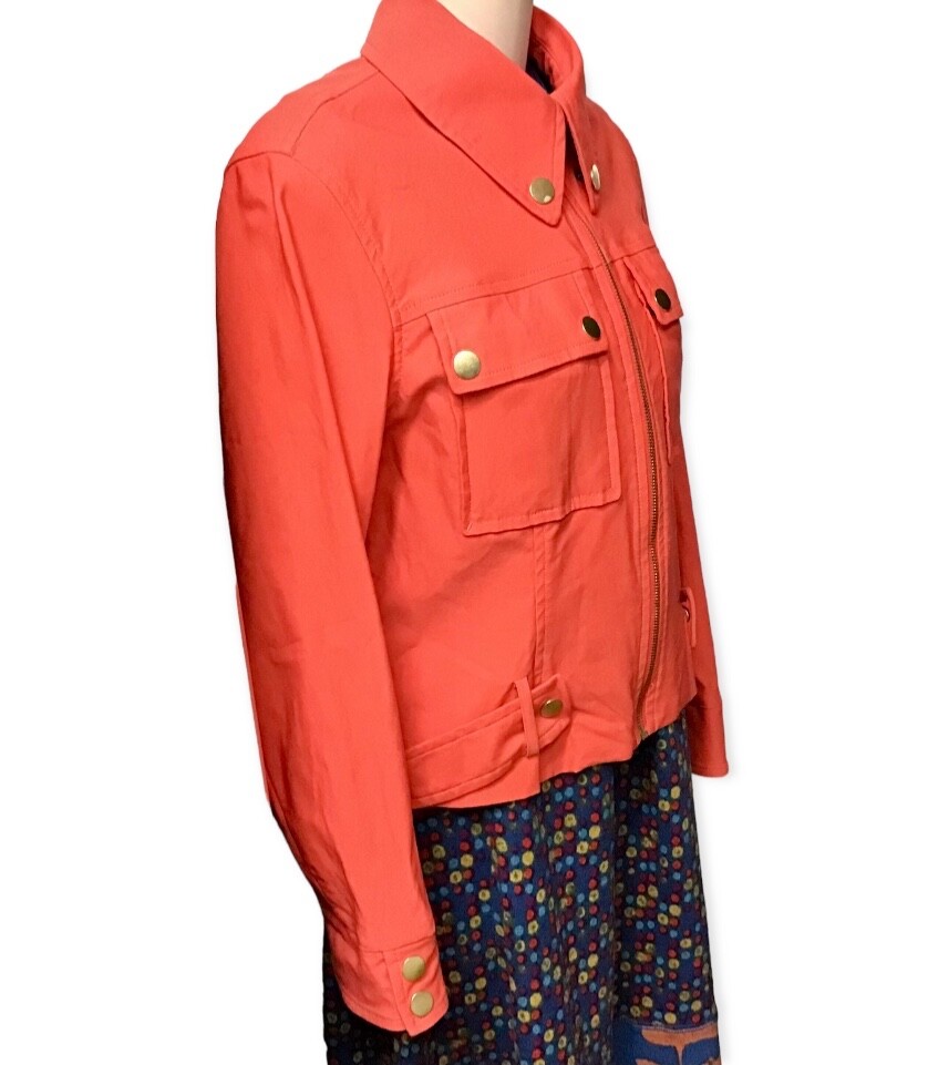 Ruby Rd Orange Rayon Stretch Collared Zip Front M… - image 5