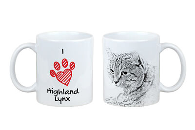 Highland Lynx mug with a cat I love Art-Dog UK