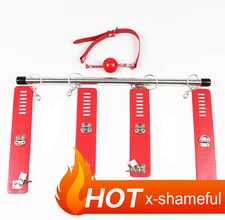 Binding Metal Spreader Bar Slaver Hand Cuff Ankle Cuff Restraint Gags Cosplay
