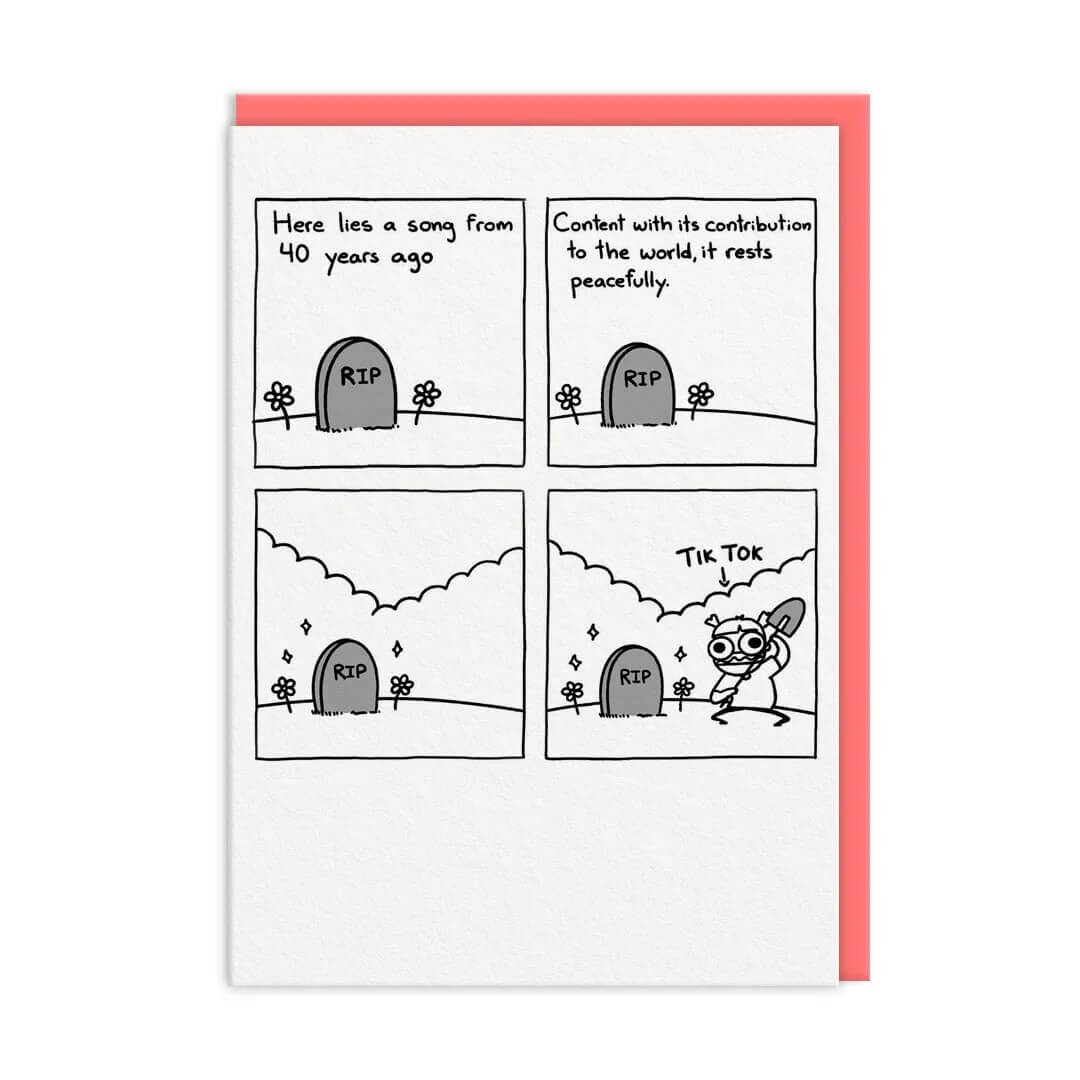 Funny Birthday Card Grave TikTok Comic Style Artwork Humorous