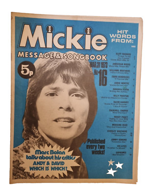 Mickie Message & Songbook Vintage Magazine No. 16, March 1973 Cliff Richard