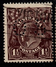 AUSTRALIA 1918-23 1.1/2d BLACK- BROWN  KGV STAMP VFU PERF. 