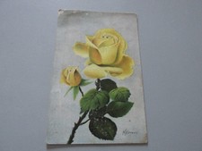 CARTOLINA D'EPOCA immagine artistica floreale Rosa gialla viaggiata