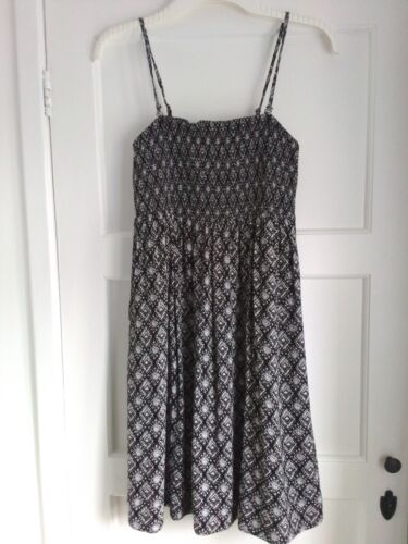 FAT FACE convertible BEACH SUN DRESS UK 8 10 BLACK GREY WHITE MULTI PRINT